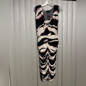 Ashley Stewart Black, Pink, and White Striped Dress